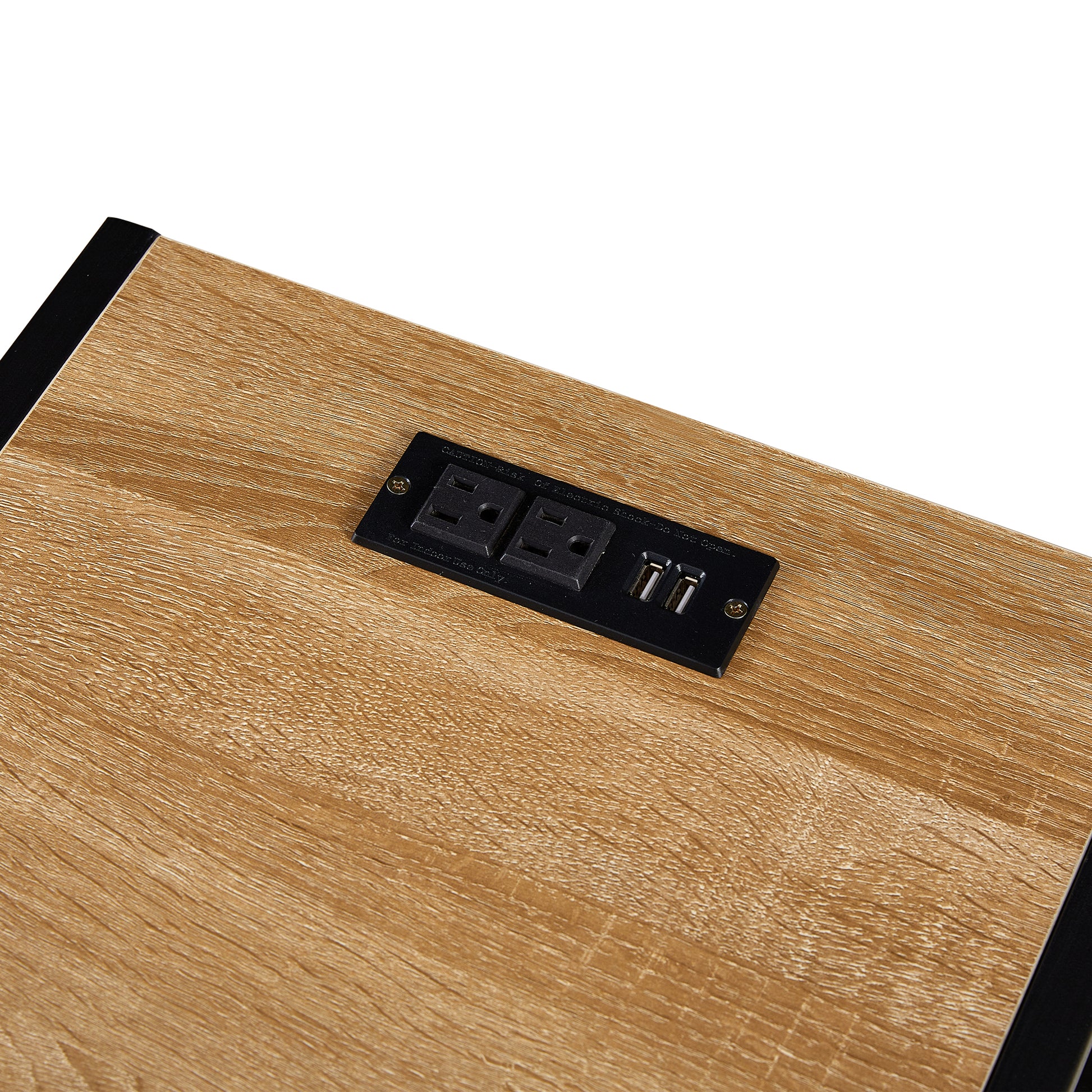 15.75" Rattan End Table With Power Outlet & Usb Portsmodern Nightstand With Drawer And Metal Legs, Side Table For Living Room, Bedroom,Natural 1 Pc Natural Mdf Metal