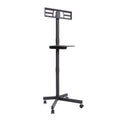 Mobile Tv Stand On Wheels, Height Adjustable Tilt Rolling Tv Stand With Media Shelf For 23 60 Inch Led, Lcd, Oled Flat&Curved Tvs, Holds Up To 55Lbs, Max Vesa 400X400Mm Black Stainless Steel