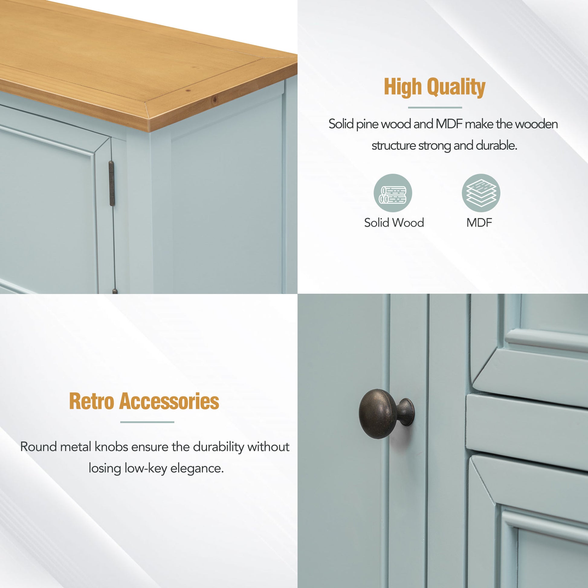 Cambridge Series Large Storage Vintage Console Table With Four Small Drawers And Bottom Shelf For Living Rooms, Entrances And Kitchens Lime White, Old Sku: Wf190263Aak Lime White Solid Wood Mdf