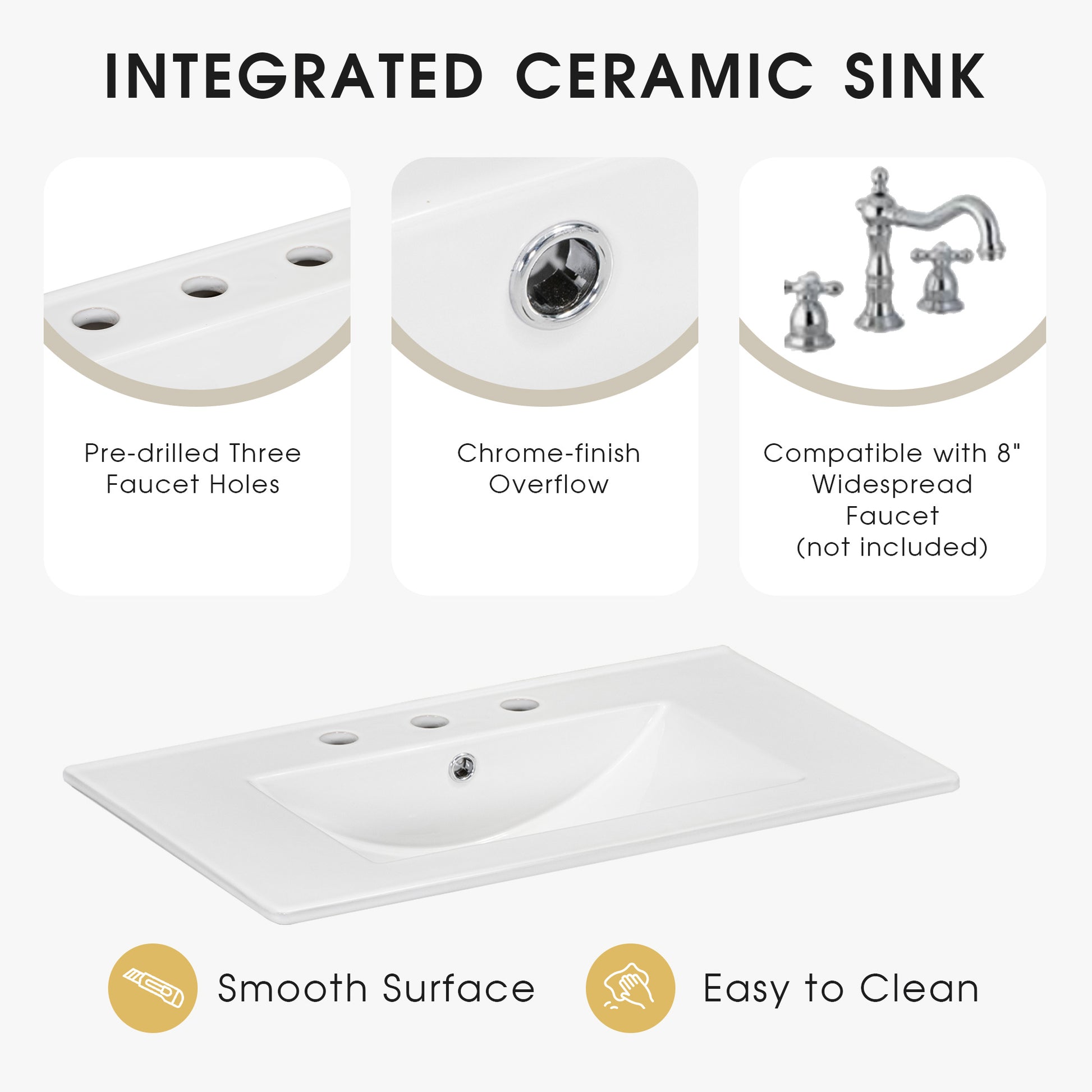 30" Bathroom Vanity With Sink Top, Bathroom Cabinet With Open Storage Shelf And Two Drawers, One Package, Natural Old Sku:Wf311619Aad Natural Solid Wood Mdf