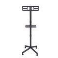 Mobile Tv Stand On Wheels, Height Adjustable Tilt Rolling Tv Stand With Media Shelf For 23 60 Inch Led, Lcd, Oled Flat&Curved Tvs, Holds Up To 55Lbs, Max Vesa 400X400Mm Black Stainless Steel