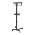 Mobile Tv Stand On Wheels, Height Adjustable Tilt Rolling Tv Stand With Media Shelf For 23 60 Inch Led, Lcd, Oled Flat&Curved Tvs, Holds Up To 55Lbs, Max Vesa 400X400Mm Black Stainless Steel