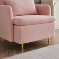 Modern Accent Chair, Sherpa Upholstered Cozy Comfy Armchair, Furry Reading Chair With Slim Armrest, Fuzzy Single Club Sofa Chairs For Living Room Bedroom Waiting Room Office Ivory Pink Foam Solid Wood