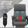 Executive Massage Office Chair With 4 Vibration, Computer Desk Chair, Pu Leather Heated Reclining Chair With Adjustable Height, Swivel Wheels, Gray Gray Pu Leather