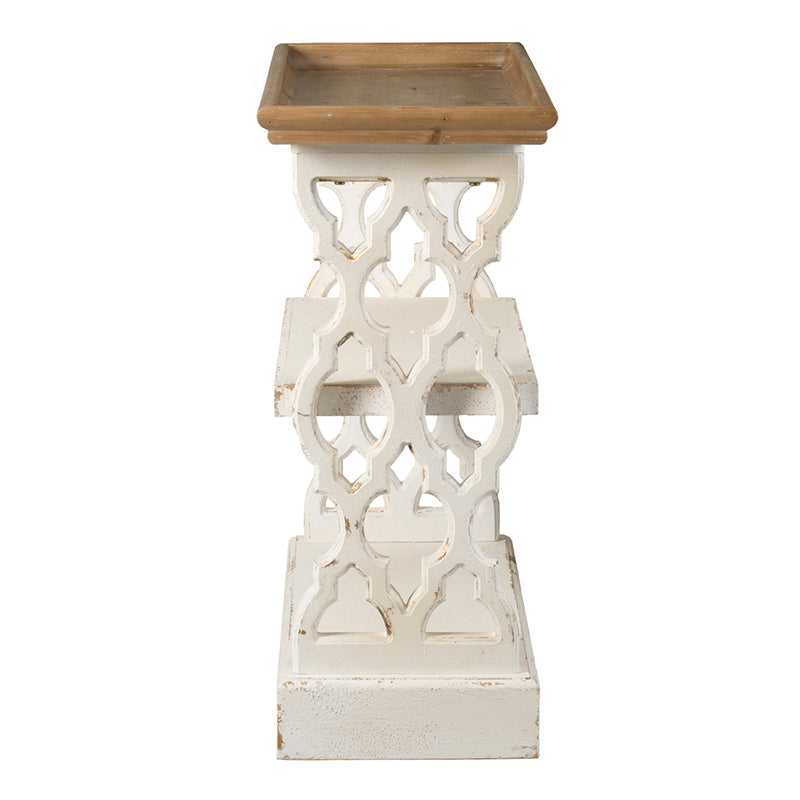 35.5" X 14" X 32" Distressed White And Natural Wood Shelf Tray, French Country Console Table Brown Antique White Wood