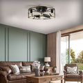Flush Mount Ceiling Fans With Lights And Remote Control Green Caged Low Profile Ceiling Fan Modern Metal Ceiling Fanfor Farmhouse Dining Room Bedroom Kitchen Living Room Green Modern Iron