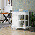 Kitchen Island Cart, Rolling Kitchen Island With Storage, Solid Wood Top, Drawer, For Dining Room, White White Mdf