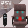 Executive Massage Office Chair With 4 Vibration, Computer Desk Chair, Pu Leather Heated Reclining Chair With Adjustable Height, Swivel Wheels, Brown Brown Pu Leather