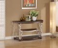 Sofa Table, Marble Paper Top, Mdf With Birch Middle Shelfpowder Coat Finish Metal Legs. 54