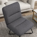 Armless Accent Chair, Upholstered Slipper Chair For Living Room With Crossed Steel Legs, Dark Gray Dark Gray Polyester