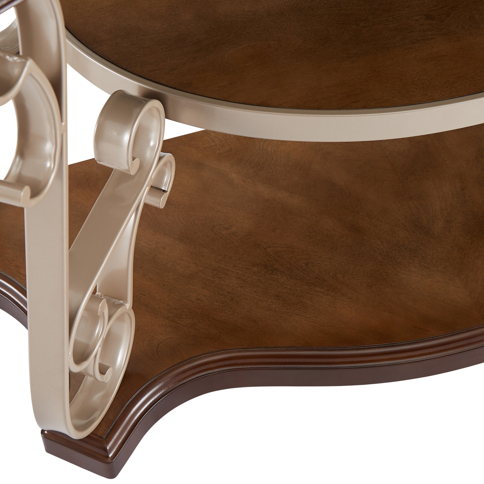 End Table, Marble Paper Top, Mdf With Brich Middle Shelf, Powder Coat Finish Metal Legs. 26.2"Lx26.2"Wx24"H Brown Lockable Drawer Or Cabinet Z Shape Dining Room Birch Champagne Desk Top Floor Mount Square Shelves Coffee & End Tables Glossy Mdf Pedestal