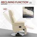 Manual Recliner Chair For Adults, Adjustable Swivel Recliner With Footrest, Padded Arms, Pu Leather Upholstery And Steel Base For Living Room, Cream White Cream White Pu Leather