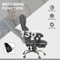 Executive Massage Office Chair With 4 Vibration, Computer Desk Chair, Pu Leather Heated Reclining Chair With Adjustable Height, Swivel Wheels, Gray Gray Pu Leather