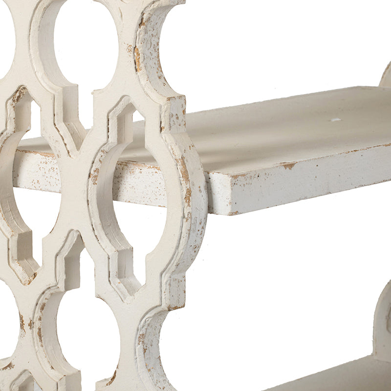 35.5" X 14" X 32" Distressed White And Natural Wood Shelf Tray, French Country Console Table Brown Antique White Wood