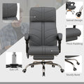 Executive Massage Office Chair With 4 Vibration, Computer Desk Chair, Pu Leather Heated Reclining Chair With Adjustable Height, Swivel Wheels, Gray Gray Pu Leather