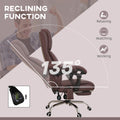Executive Massage Office Chair With 4 Vibration, Computer Desk Chair, Pu Leather Heated Reclining Chair With Adjustable Height, Swivel Wheels, Brown Brown Pu Leather