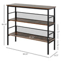 3 Tier Console Table Industrial Style Storage Metal Wooden Shelf With A Robust Multi Functional Design & Adjustable Feet, Black Rustic Brown Mdf Steel