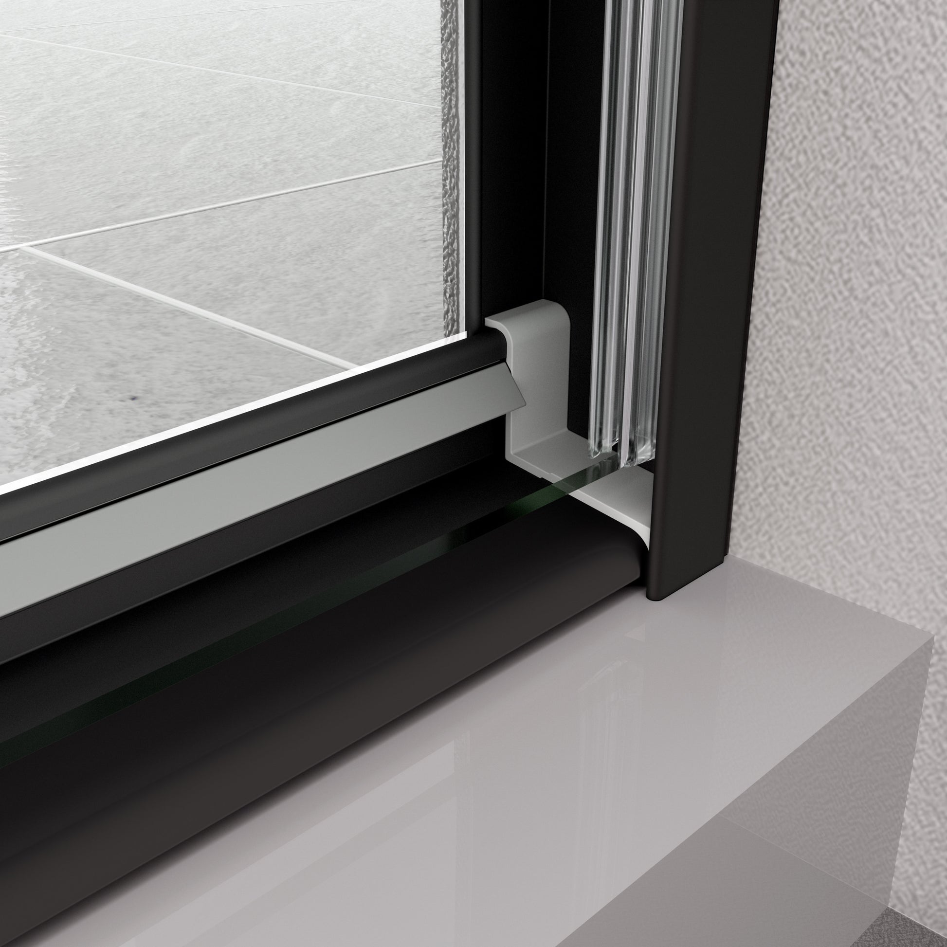 Bypass Shower Door, Sliding Door, With 1 4" Tempered Glass And Matted Black Finish Matte Black Bathroom Aluminium Alloy