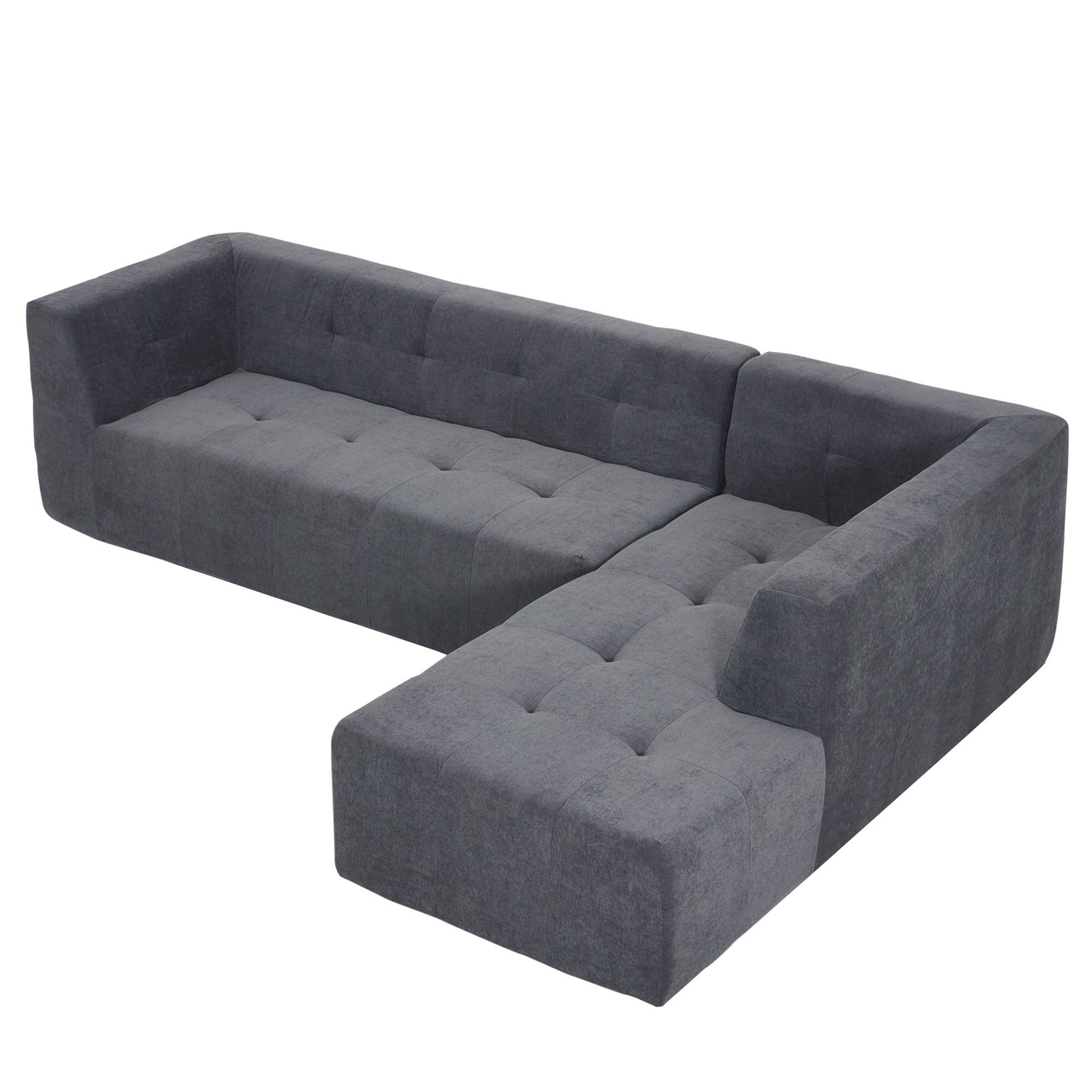110.2*72.8" Modular Modular Combination Living Room Sofa Set, Modern Minimalist Sofa, Living Room Upholstered Sofa Bed, Bedroom, 3Pcs Computer Free Combination, L Shaped,Dark Grey Dark Grey Foam Chenille 3 Seat