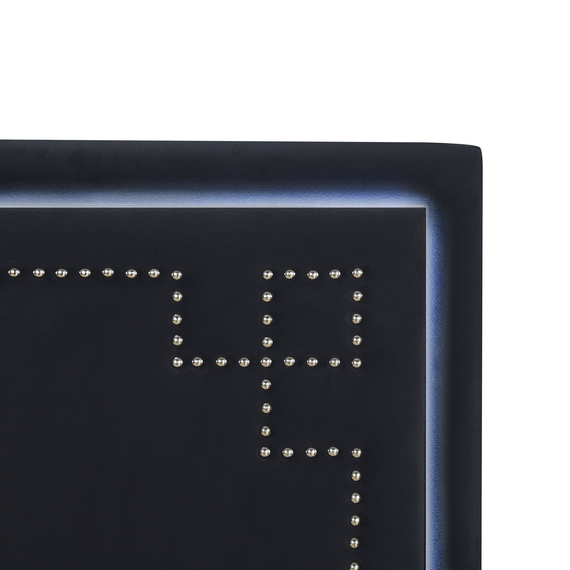 Queen Size Upholstered Platform Bed With Rivet Decorated Headboard, Led Bed Frame And 4 Drawers, Black Black Velvet