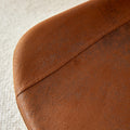 A Set Of 4 Modern Medieval Style Restaurant Brown Cushioned Chairs With Suede Backrests And Black Metal Legs, Suitable For Kitchens, Lounges, And Farmhouses. B0502 Brown Suede