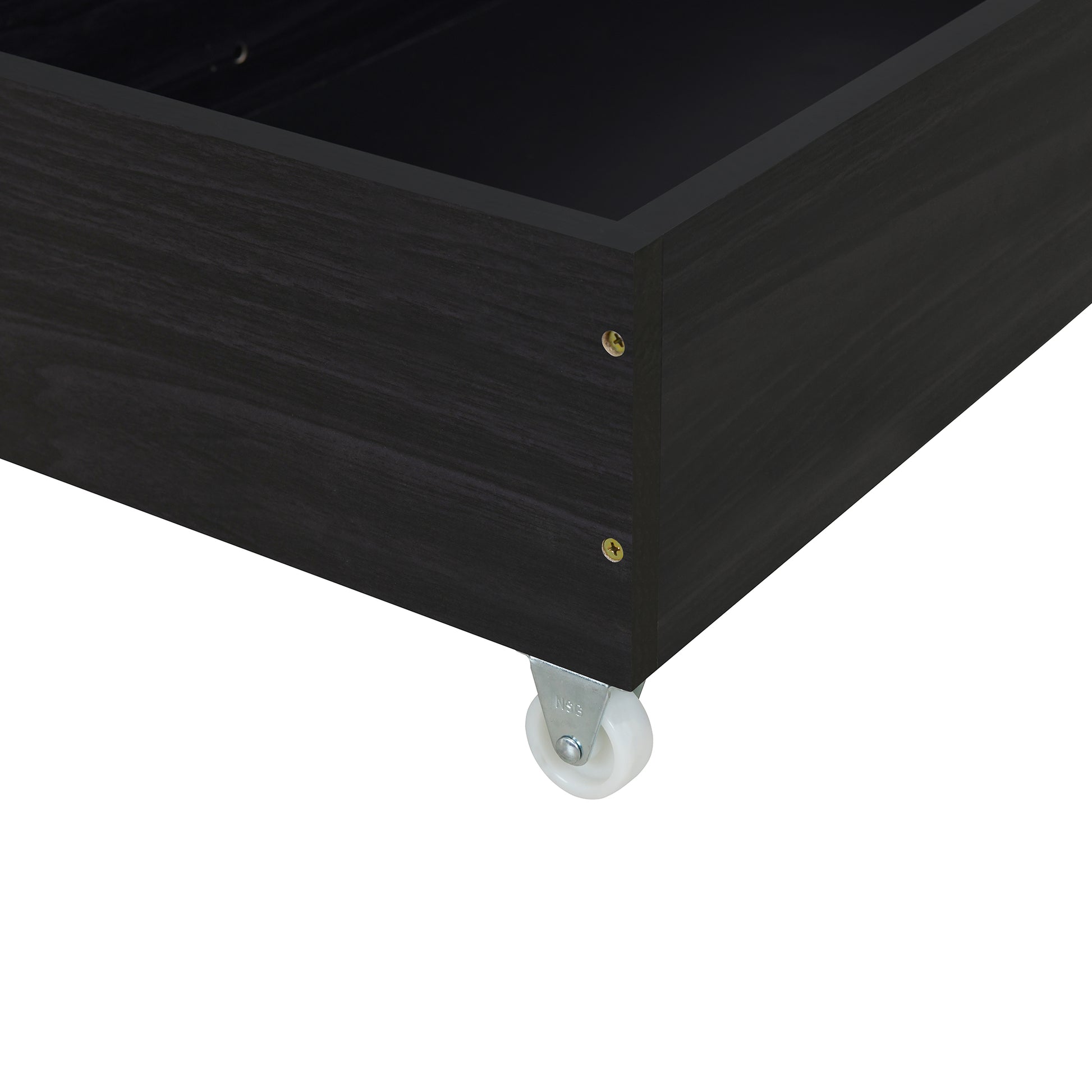 Queen Size Upholstered Platform Bed With Rivet Decorated Headboard, Led Bed Frame And 4 Drawers, Gray Gray Velvet