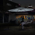 10Ft Solar Led Offset Hanging Market Patio Umbrella Khaki No Khaki Garden & Outdoor Steel