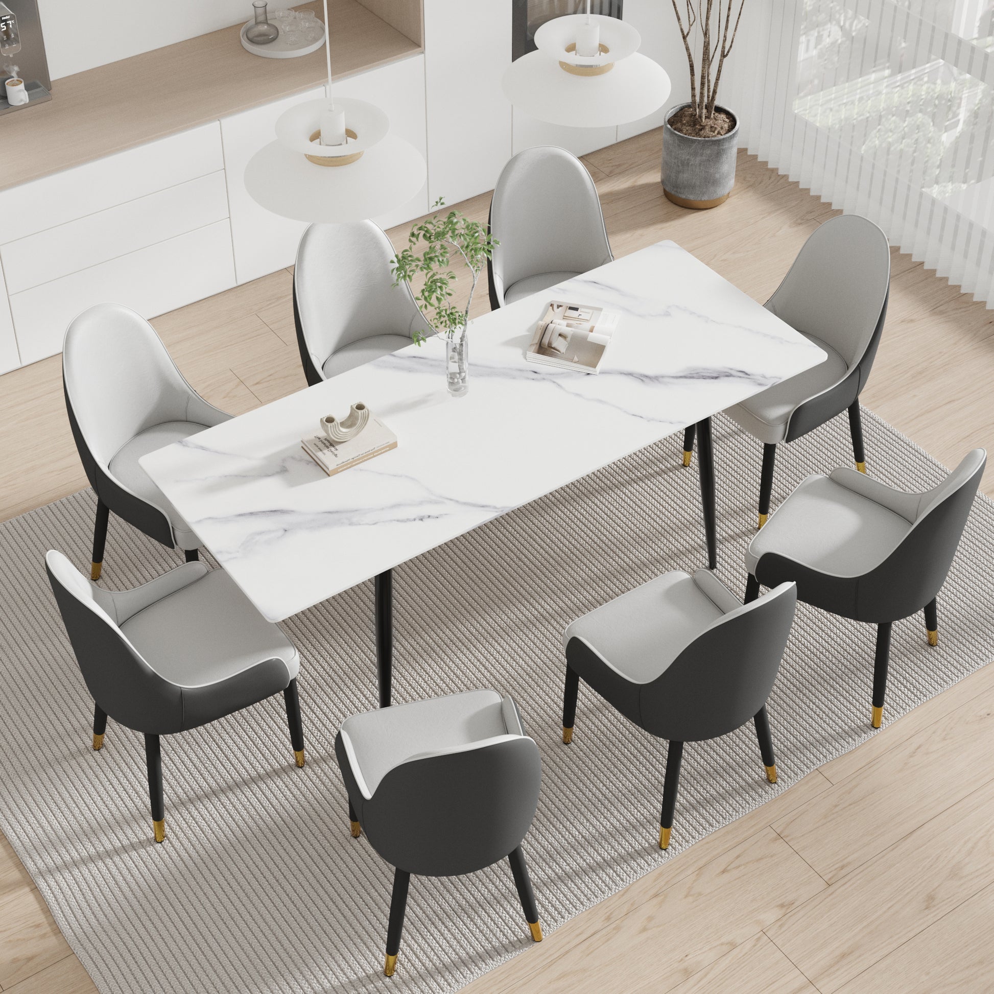 1.6 M Dining Table Panel Only The Turntable White Marble