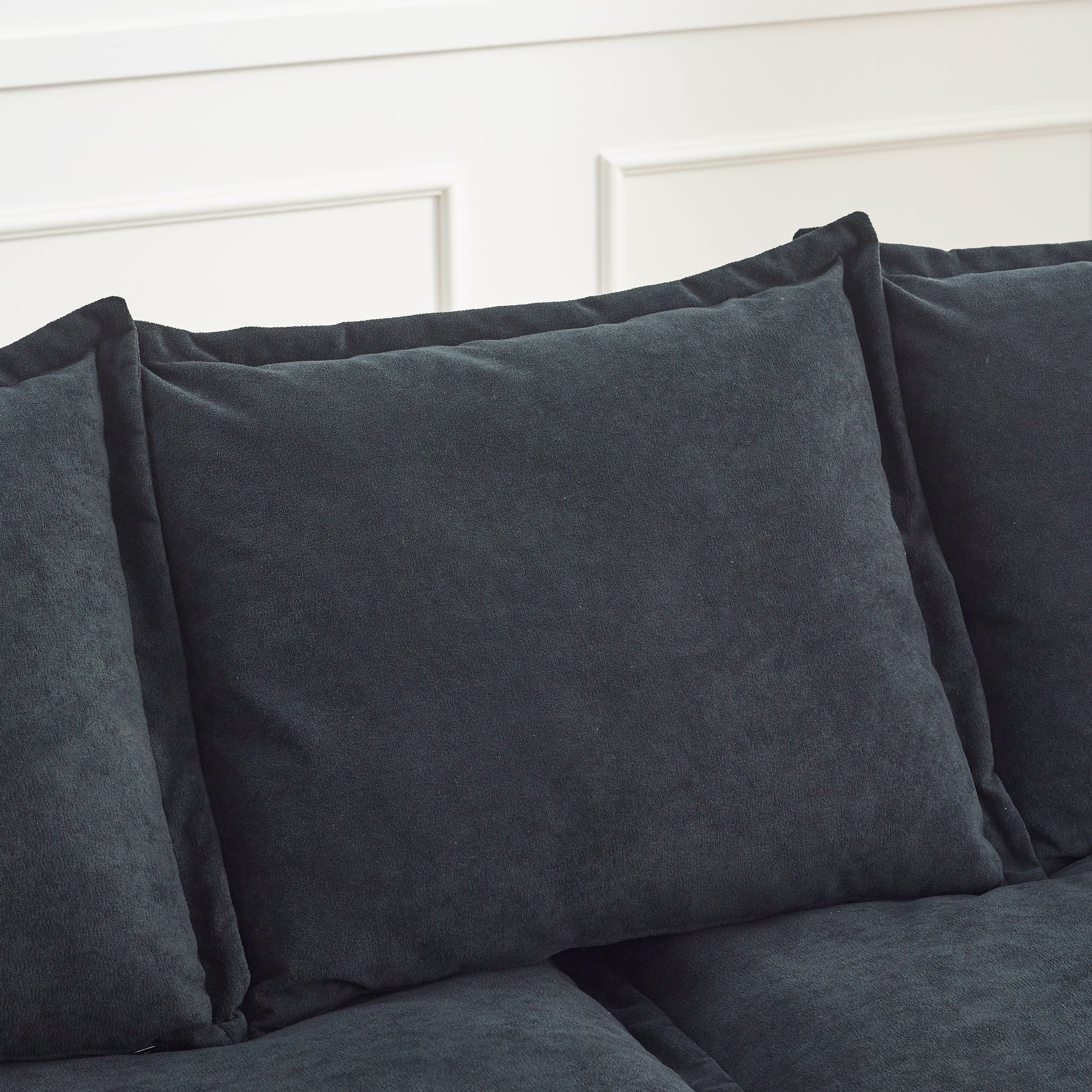 Video Mh" 88.5 Modern Sailboat Sofa Dutch Velvet 3 Seater Sofa With Two Pillows For Small Spaces In Living Rooms, Apartments Black Wood Primary Living Space Pine Foam Fabric 3 Seat