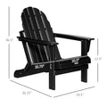 Outsunny Folding Adirondack Chair, Hdpe Fire Pit Chair, Weather Resistant Outdoor Chair For Patio, Garden, Backyard, Lawn, Black Black Polyethylene