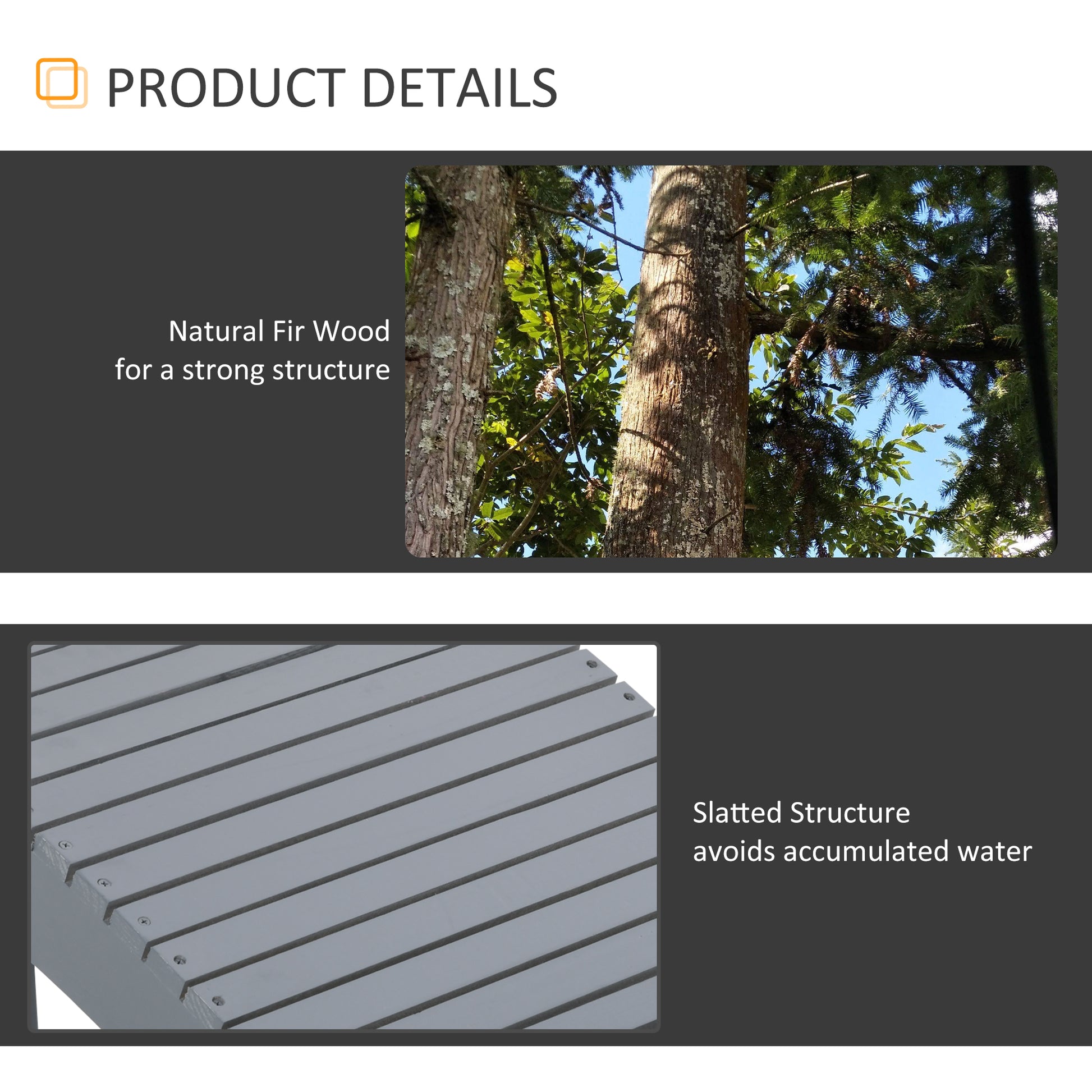 3 Piece Folding Adirondack Chair With Ottoman And Side Table, Outdoor Wooden Fire Pit Chairs W High Back, Wide Armrests For Patio, Backyard, Garden, Lawn Furniture, Gray Gray Wood