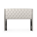 Lidia Wing Headboard Beige Fabric