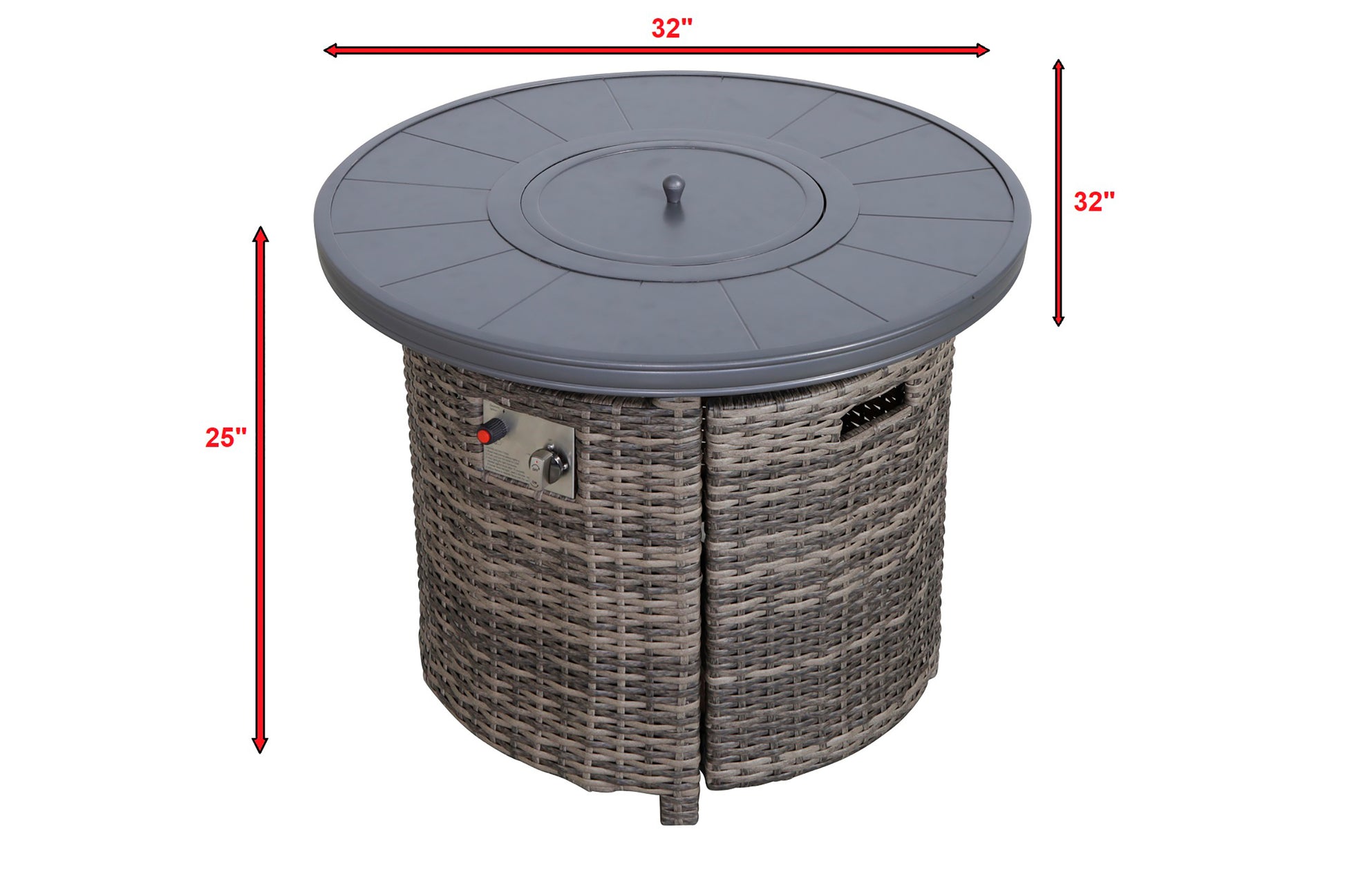 25" H X 32" W Aluminum Outdoor Fire Pit Table With Lid Mixed Gray Grey Mix Modern Aluminium