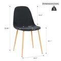 Deep Grey Modern Fabric Chairs With Wood Transfer Metal Leg Set Of 4 Dark Gray Metal