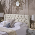 Lidia Wing Headboard Beige Fabric