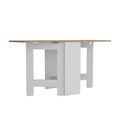 Folding Dining Table Evart, Living Room, White Macadamia Multicolor Particle Board Engineered Wood
