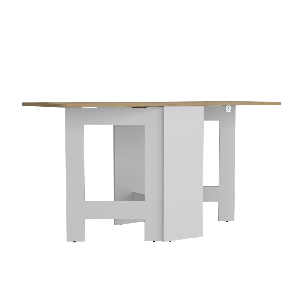 Folding Dining Table Evart, Living Room, White Macadamia Multicolor Particle Board Engineered Wood