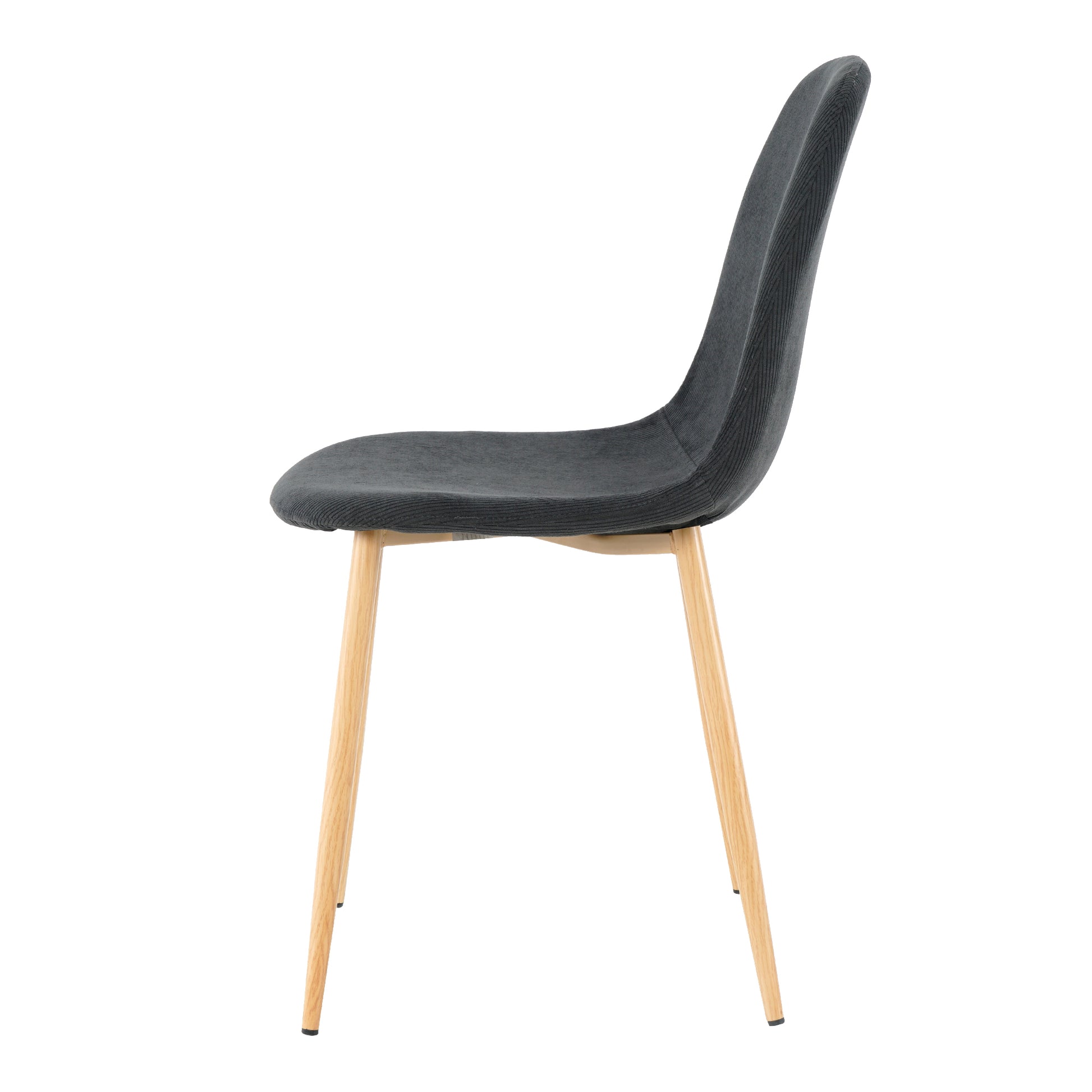 Deep Grey Modern Fabric Chairs With Wood Transfer Metal Leg Set Of 4 Dark Gray Metal