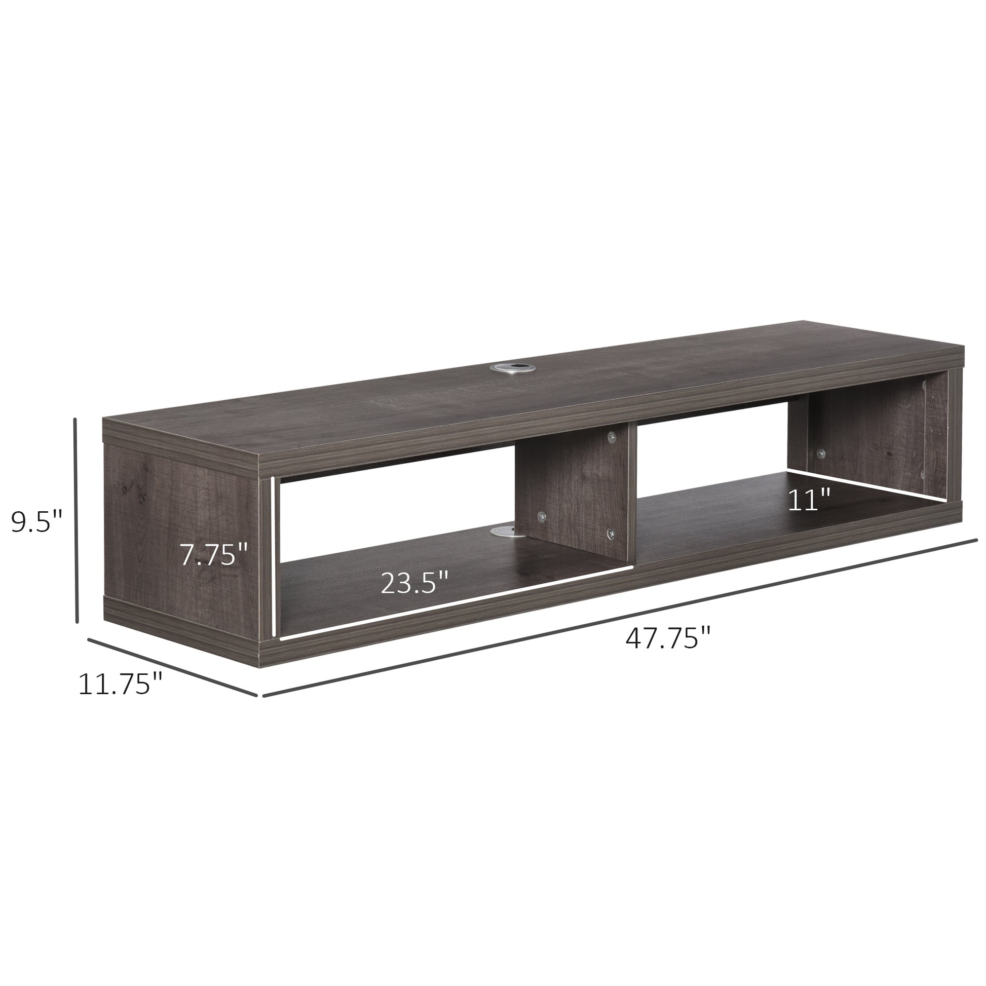 Wall Mounted Tv Stand, Media Console Floating Storage Shelf For Living Room Or Home Office, Dark Grey Dark Gray Particle Board