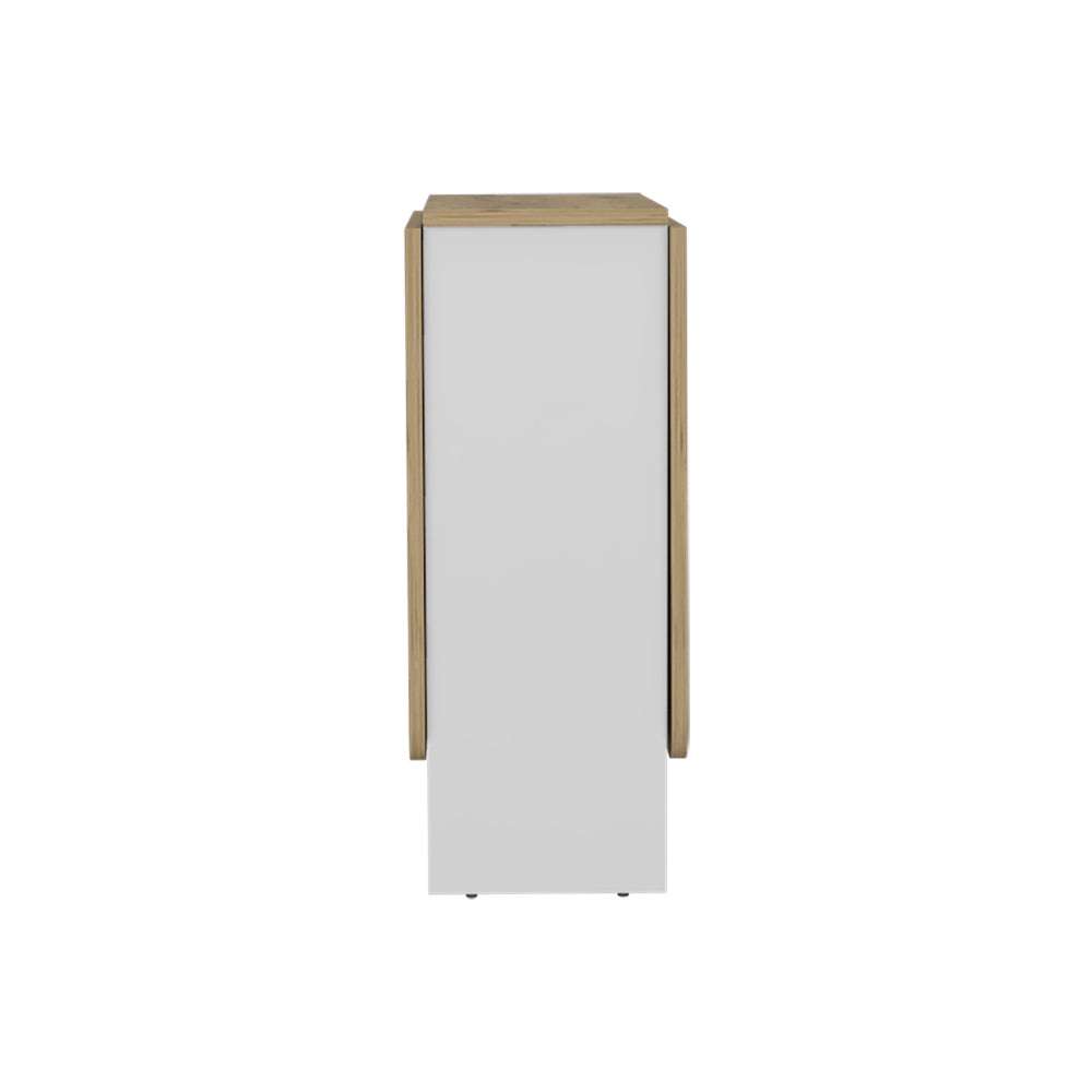 Folding Dining Table Evart, Living Room, White Macadamia Multicolor Particle Board Engineered Wood