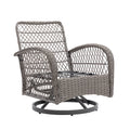 3 Pieces Outdoor Swivel Rocker Patio Chairs, 360 Degree Rocking Patio Conversation Set With Thickened Cushions And Glass Coffee Table For Backyard, Navy Blue Navy Blue Steel