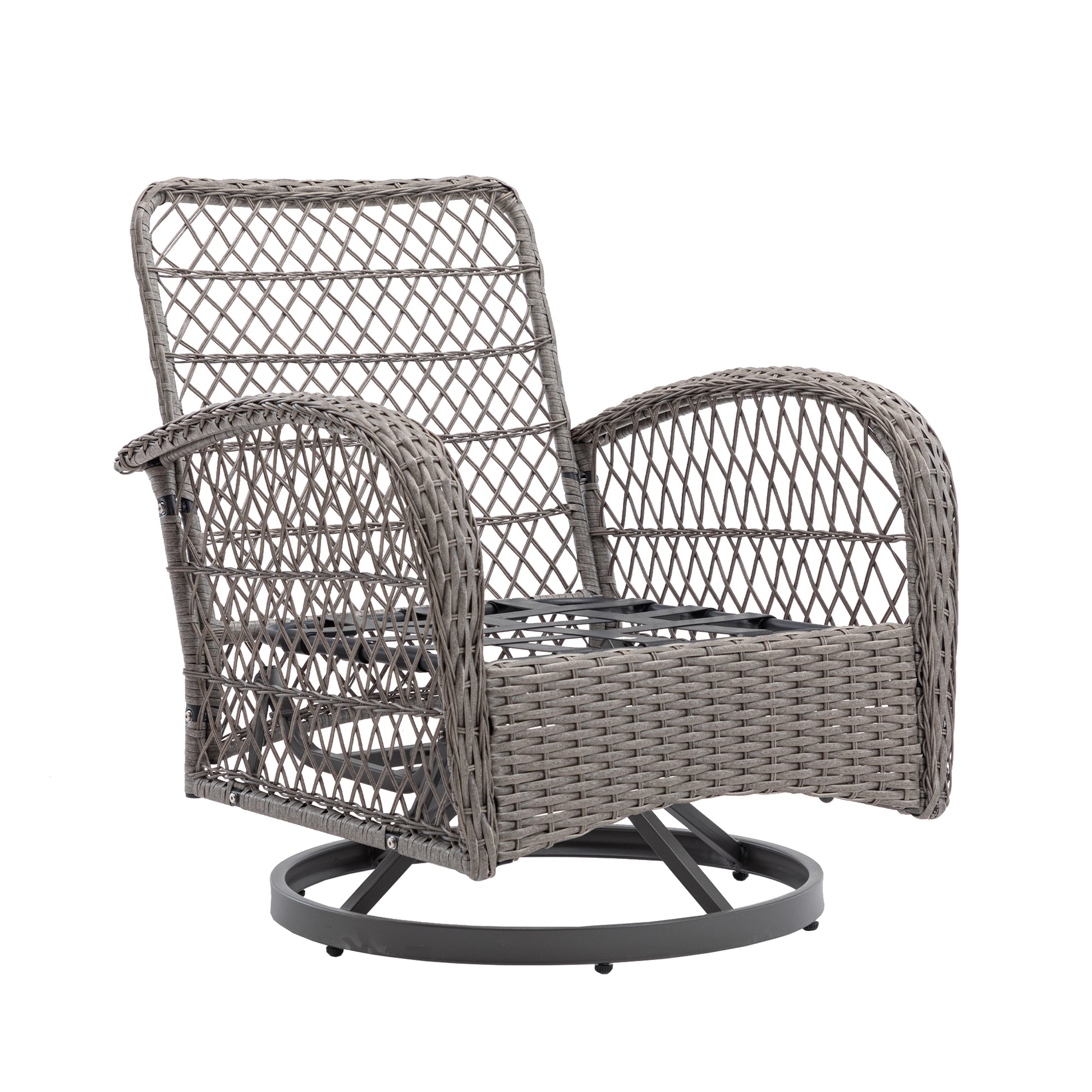 3 Pieces Outdoor Swivel Rocker Patio Chairs, 360 Degree Rocking Patio Conversation Set With Thickened Cushions And Glass Coffee Table For Backyard, Navy Blue Navy Blue Steel