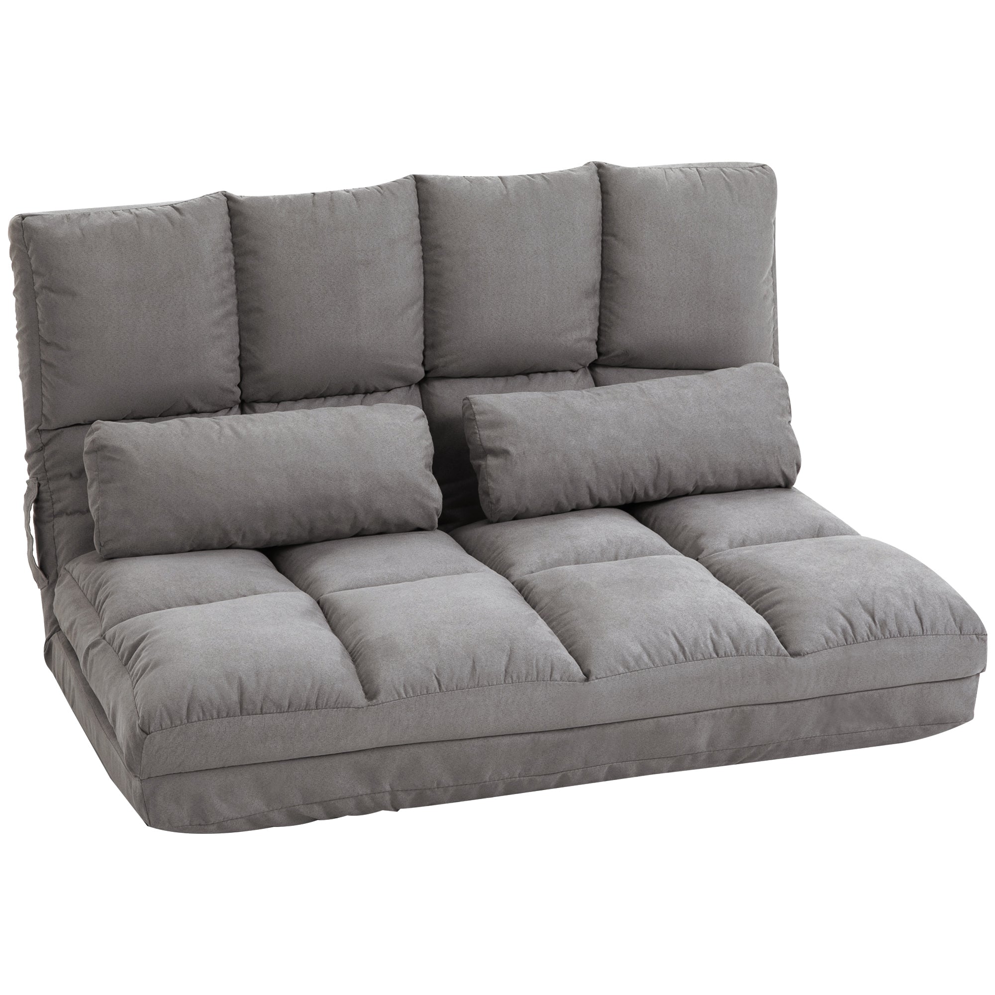 Convertible Floor Sofa Chair, Folding Couch Bed, Guest Chaise Lounge With 2 Pillows, Adjustable Backrest And Headrest, Dark Gray Dark Gray Polyester
