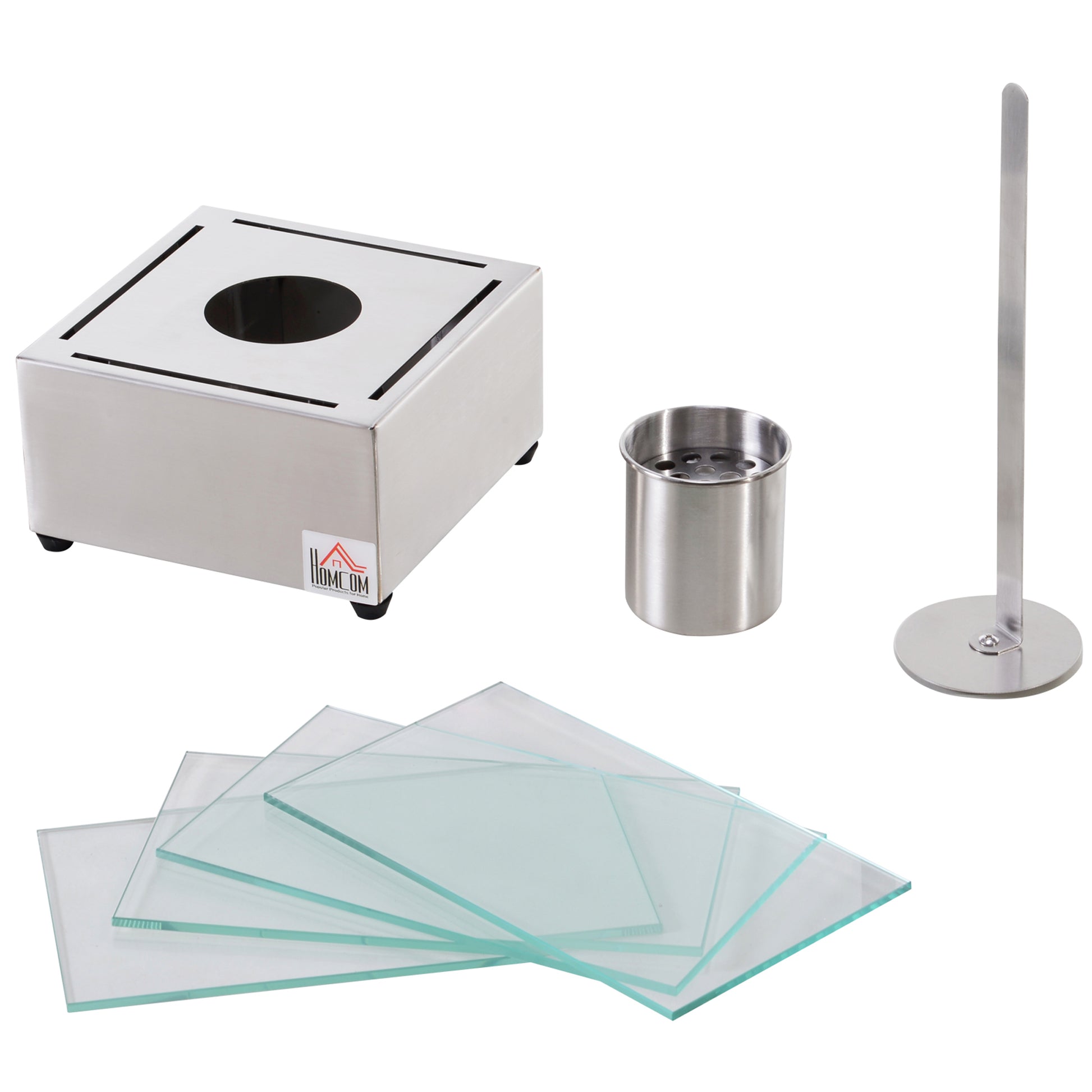 Ethanol Fireplace, 7.75" Tabletop 0.10 Gal Stainless Steel 160 Sq. Ft., Burns Up To 2 Hours, Silver Silver Stainless Steel