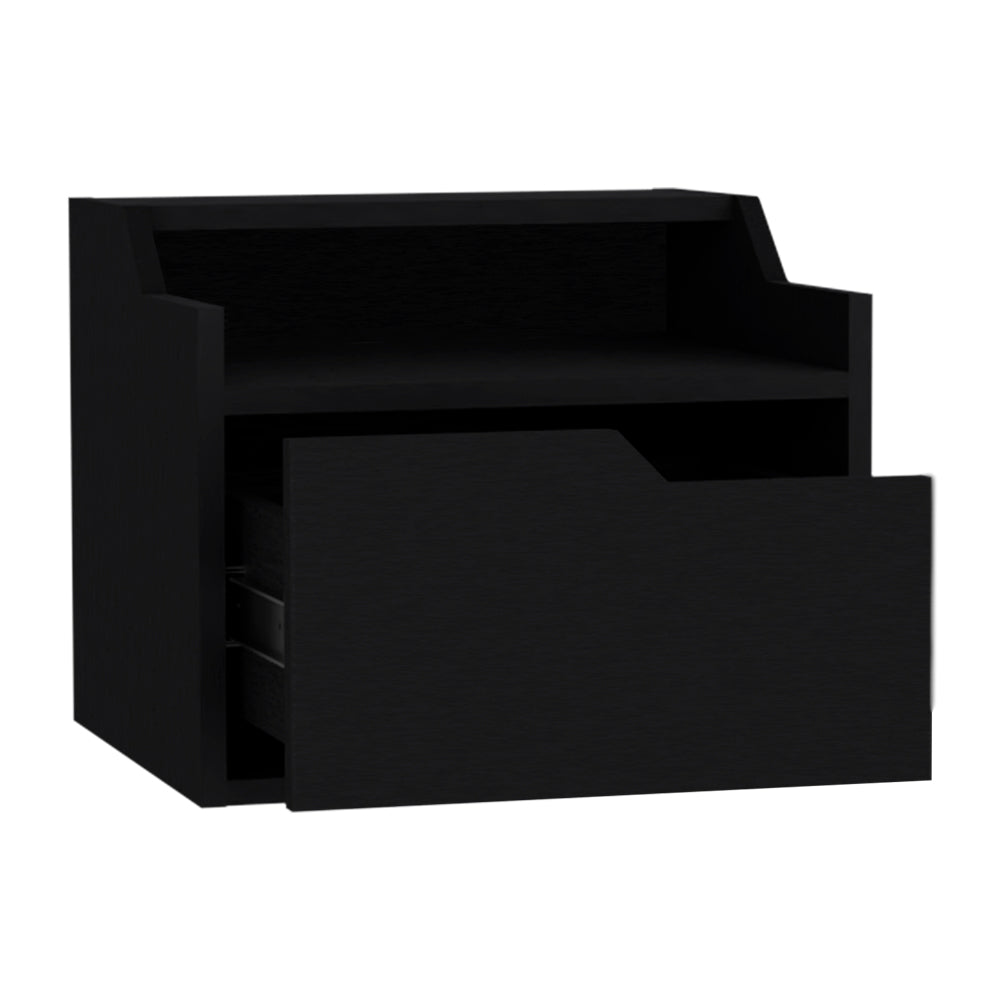 Floating Nightstand Chester, Bedroom, Black Black Particle Board Engineered Wood