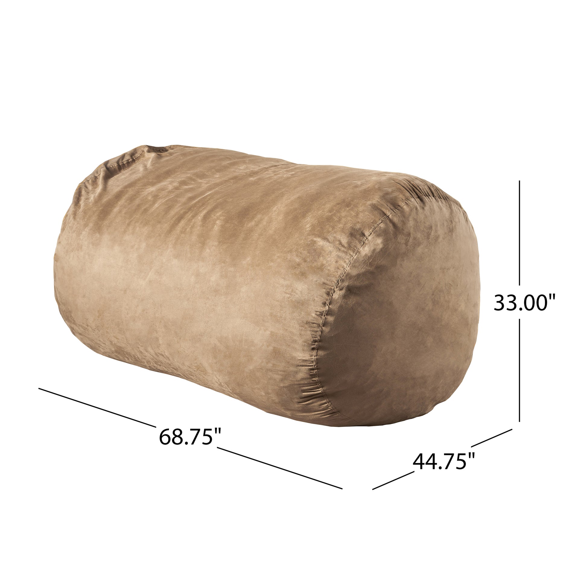 Asher Soft Microfiber Suede 6.5 Ft Cylinder Bean Bag Champagne Pvc