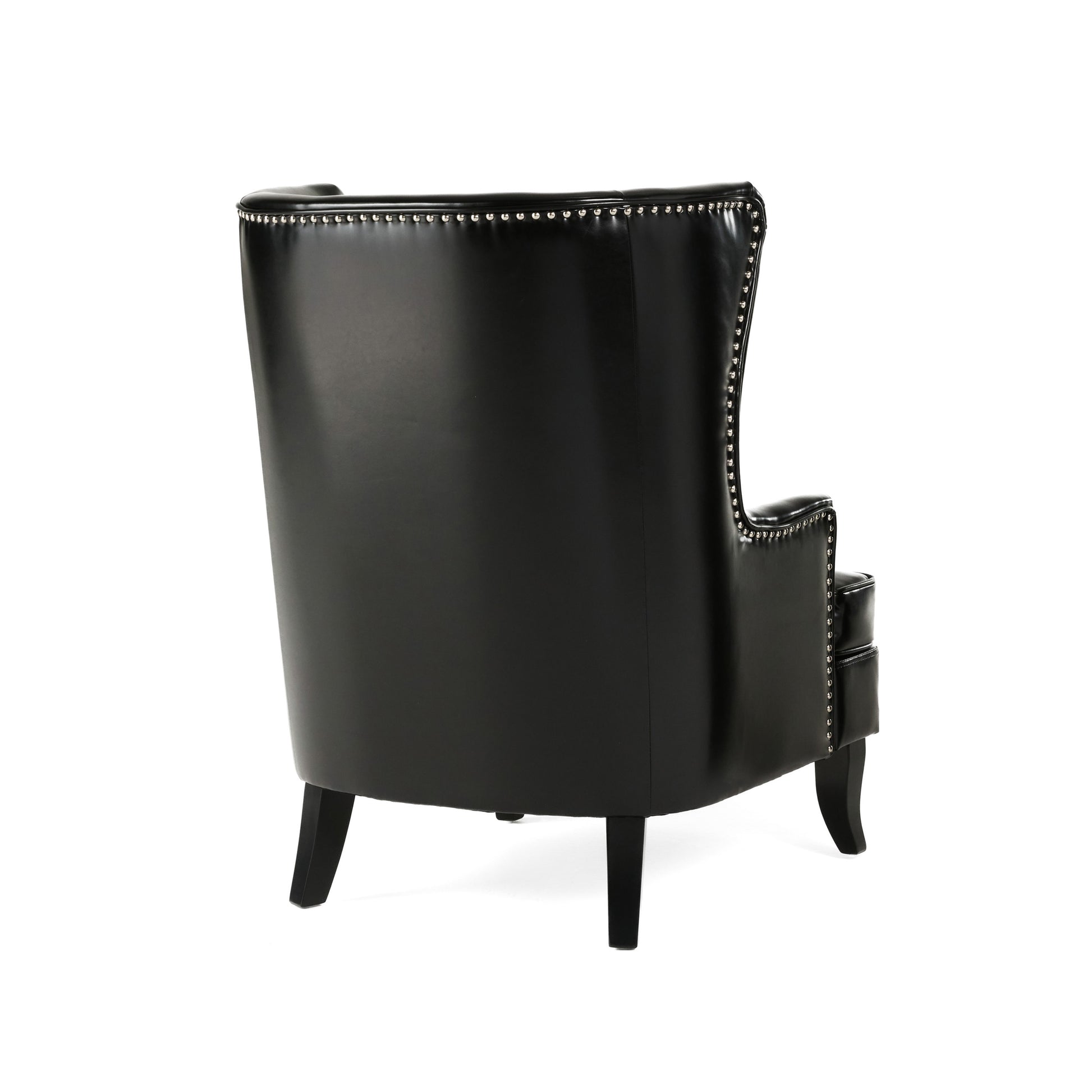 Canterbury Hi Back Wing Chair Black Leather