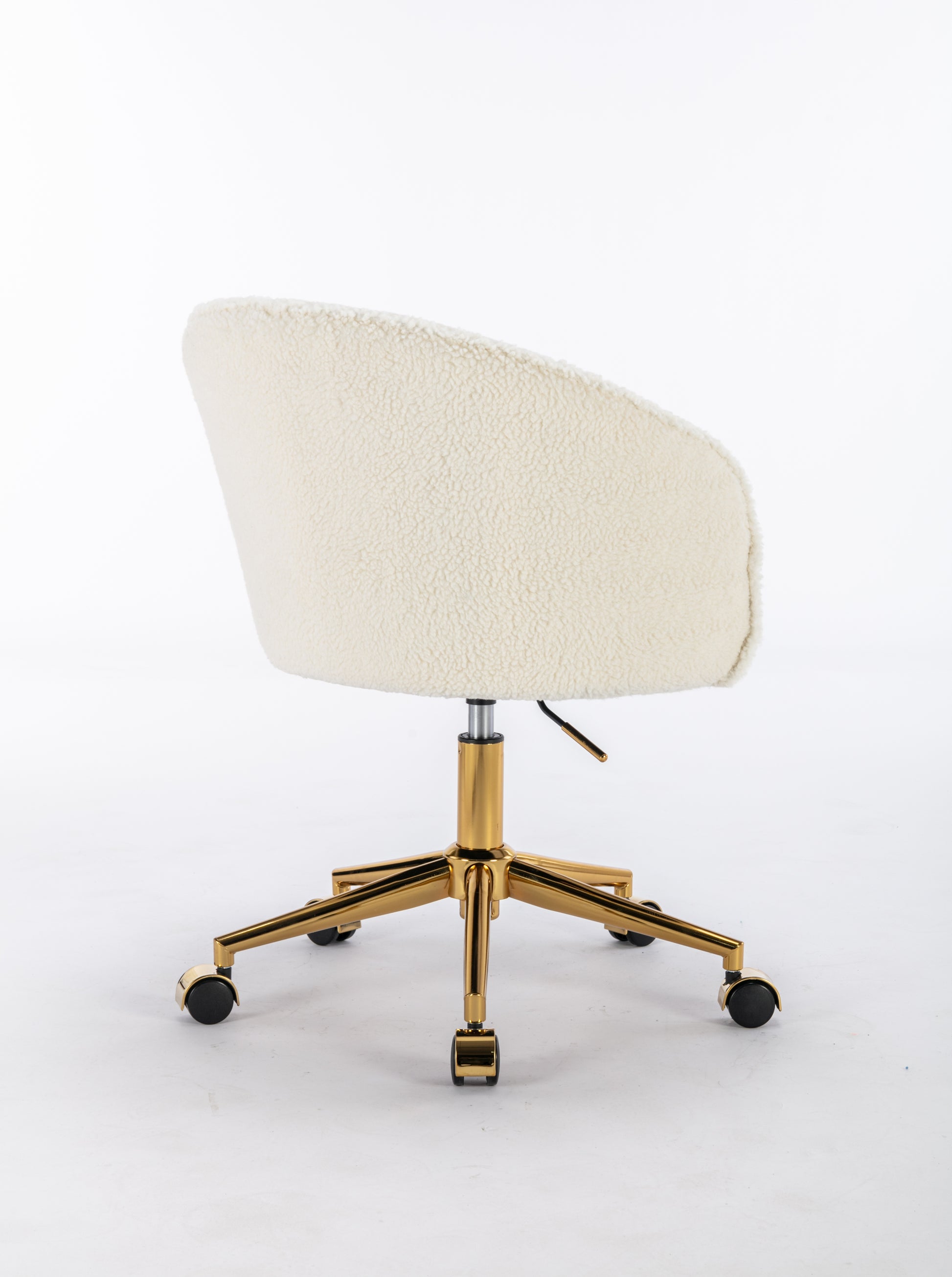 Hengming Golden Foot Office Chair, Modern Armchair, Height Adjustable, Rotary Cosmetic Chair, For Bedroom,Set Of 1 White Wool
