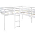 L Shaped Twin Size Loft Bed With Ladder And Slide, White White Solid Wood Mdf