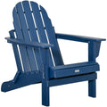 Folding Adirondack Chair, Faux Wood Patio & Fire Pit Chair, Weather Resistant Hdpe For Deck, Outside Garden, Porch, Backyard, Blue Blue Hdpe